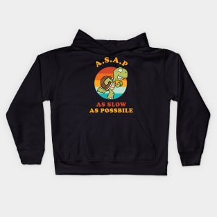 Slow Turtle Funny ASAP As Slow As Possible Kids Hoodie